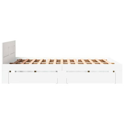 Rám Postele Se Zásuvkou Bílý 150 X 200 Cm Kompozitní Dřevo