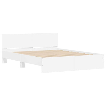 Rám Postele Nástěnný S Čelo Bílá 152 X 203 Cm Kompozitní Dřevo