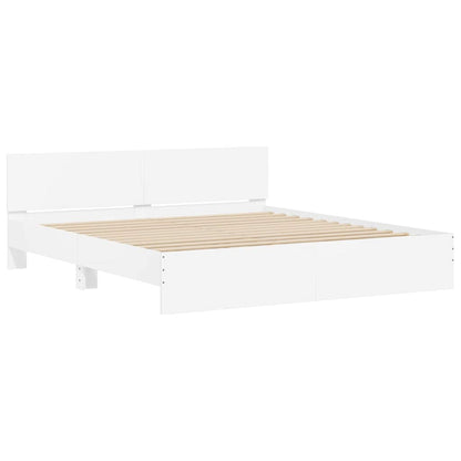 Rám Postele Nástěnný S Čelo Bílá 193 X 203 Cm Kompozitní Dřevo