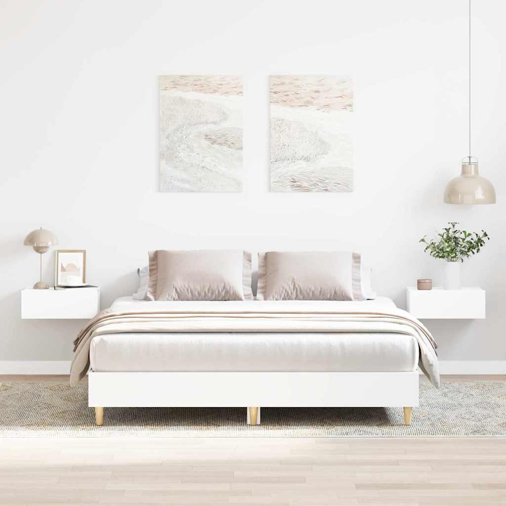 Rám Postele 2 Ks Bílá 152 X 203 Cm Kompozitní Dřevo