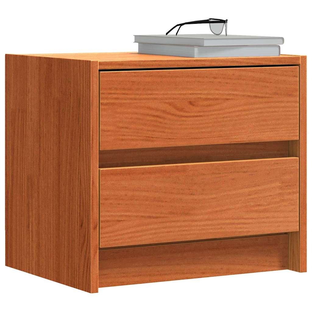 Noční Stolky Voskově Hnědá 40 X 30.5 X 35.5 Cm Borovicové Dřevo