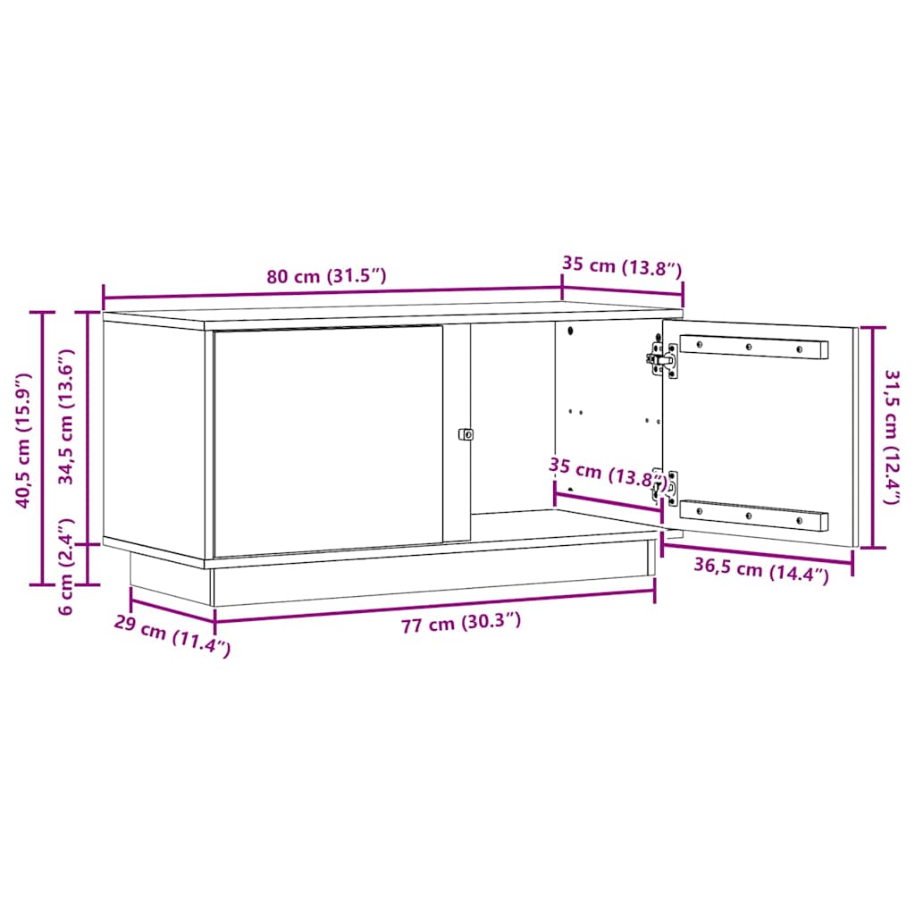 Televizní Skříň Voskově Hnědá 80 X 35 X 40,5 Cm