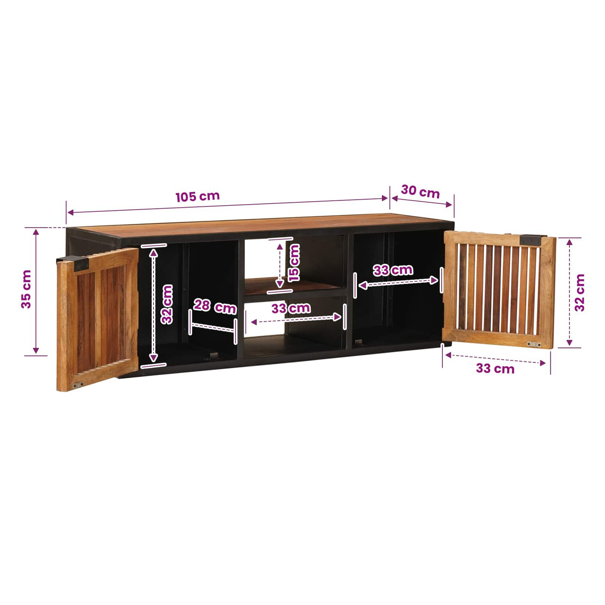 Ručně Vyrobená Tv Skříň 105 X 30 X 35 Cm Masivní Mangové Dřevo