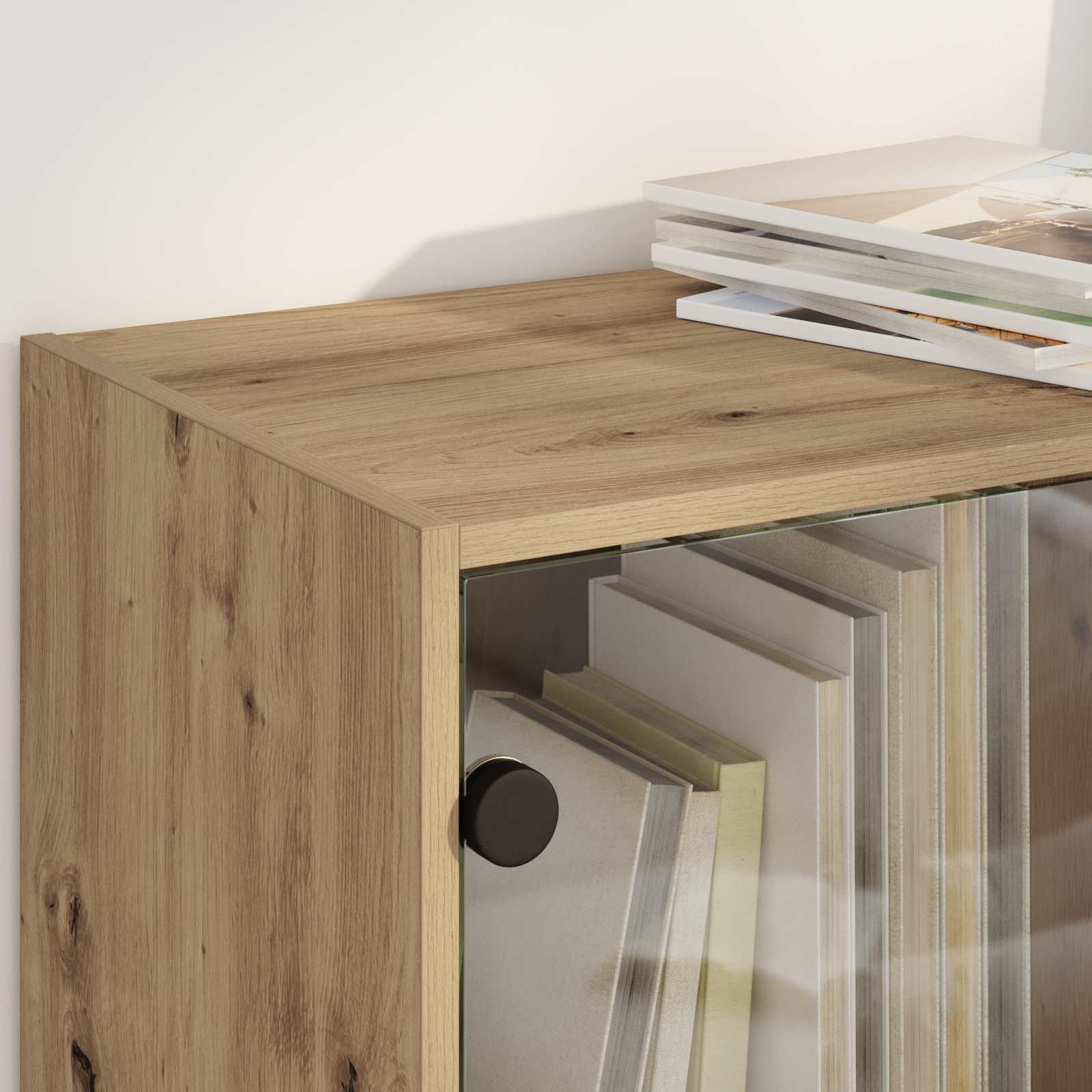 Vysoký Bufet Artisanový Dub 68 X 37 X 142 Cm Kompozitní Dřevo