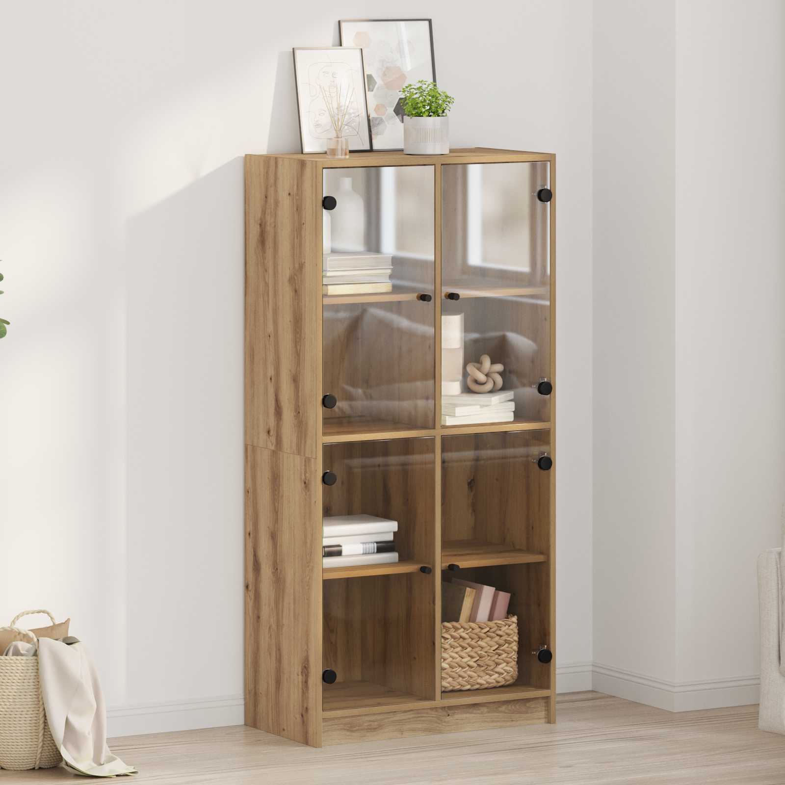 Vysoký Bufet Artisanový Dub 68 X 37 X 142 Cm Kompozitní Dřevo