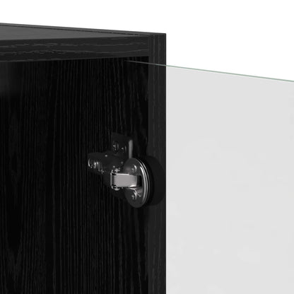 Vysoký Bufet Černý Dub 68 X 37 X 142 Cm Kompozitní Dřevo