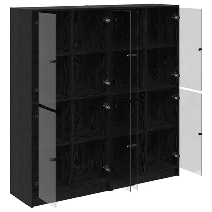 Vysoký Bufet 2 Ks Černý Dub 68 X 37 X 142 Cm Kompozitní Dřevo