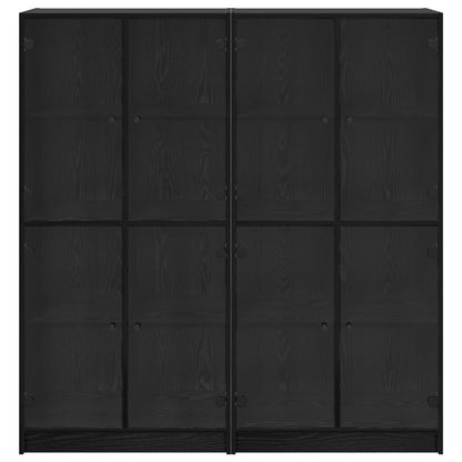 Vysoký Bufet 2 Ks Černý Dub 68 X 37 X 142 Cm Kompozitní Dřevo
