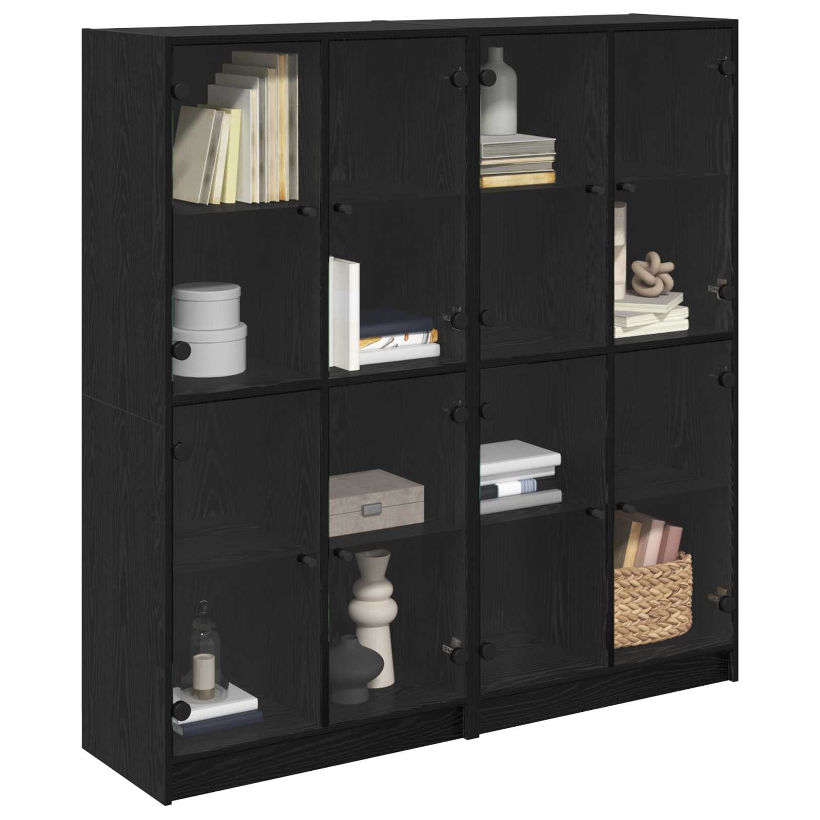 Vysoký Bufet 2 Ks Černý Dub 68 X 37 X 142 Cm Kompozitní Dřevo