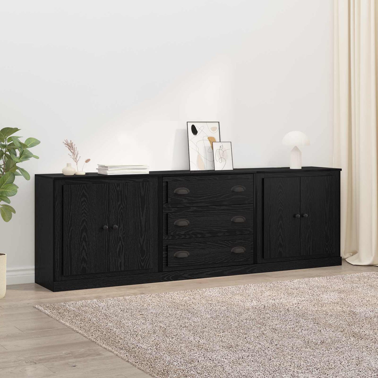Konzole 3 Ks Černý Dub 210 X 35,5 X 67,5 Cm Kompozitní Dřevo