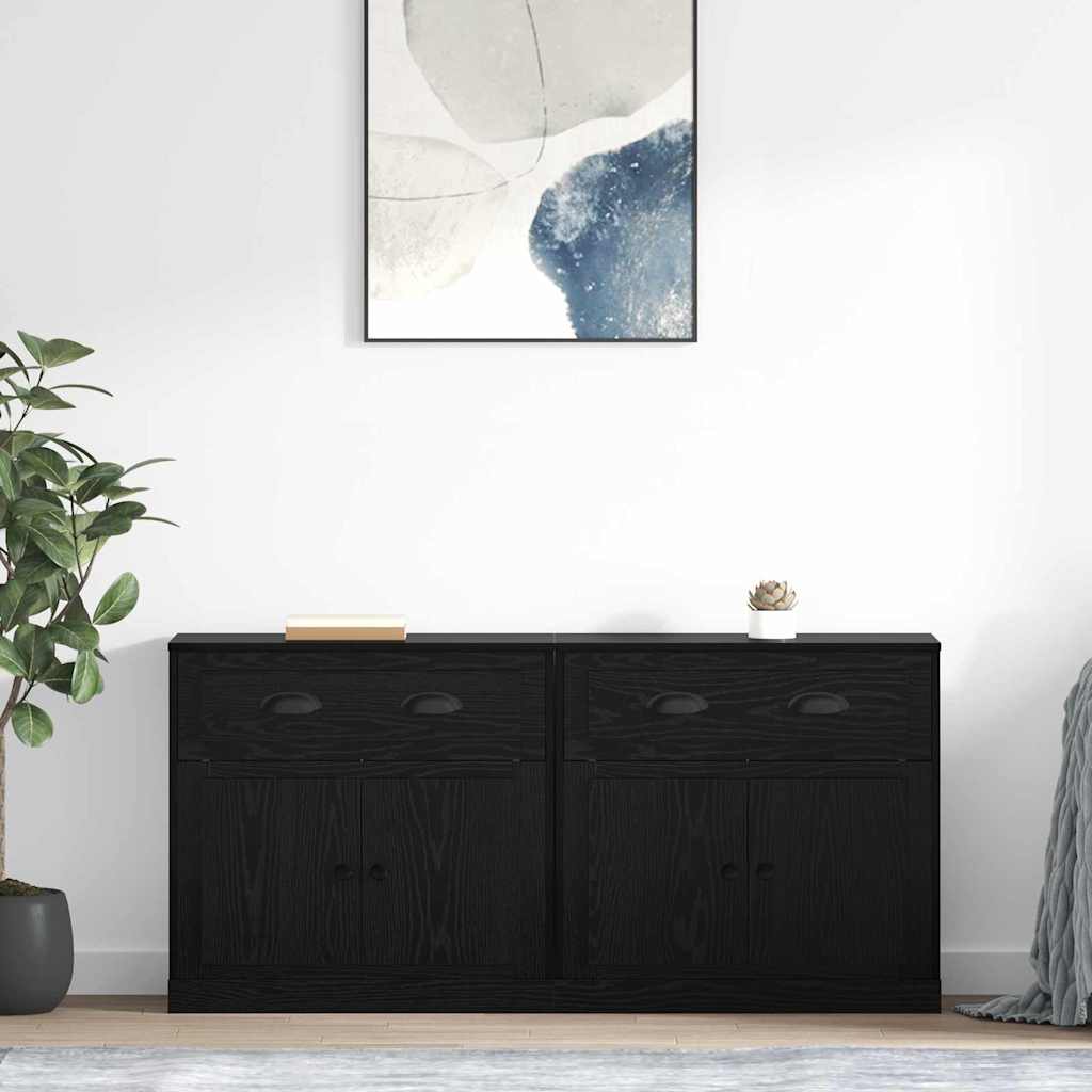 Konzole 2 Ks Černý Dub 70 X 35,5 X 67,5 Cm Kompozitní Dřevo