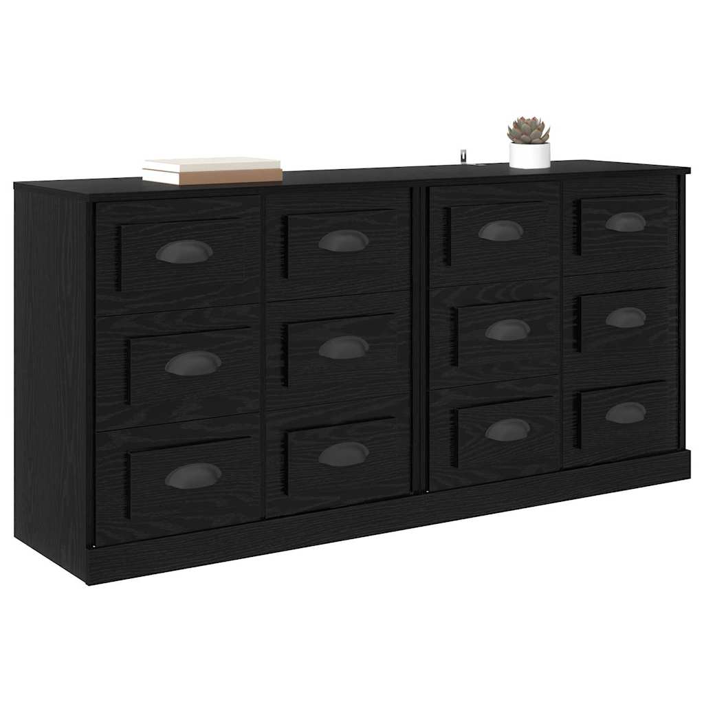 Konzole 2 Ks Černý Dub 70 X 35,5 X 67,5 Cm Kompozitní Dřevo