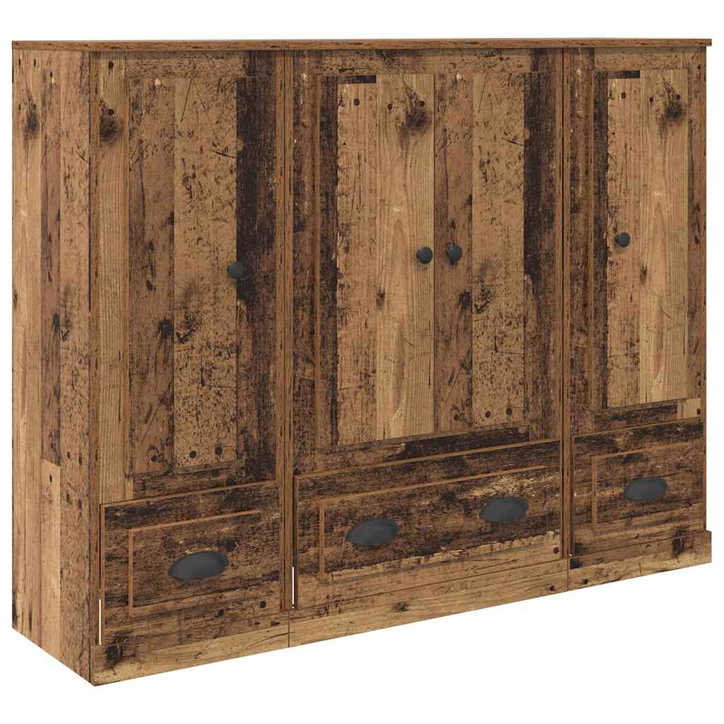 Vysoký Bufet 3 Ks Staré Dřevo 132 X 35,5 X 103,5 Cm