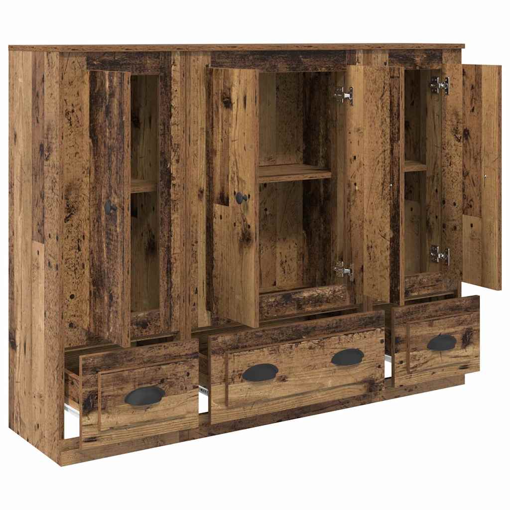 Vysoký Bufet 3 Ks Staré Dřevo 132 X 35,5 X 103,5 Cm