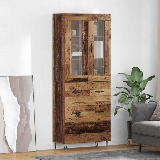 Vysoký Bufet Staré Dřevo 69,5 X 34 X 90 Cm Kompozitní Dřevo
