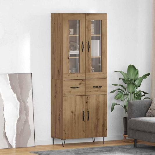 Vysoký Bufet Artisanový Dub 69,5 X 34 X 90 Cm Kompozitní Dřevo