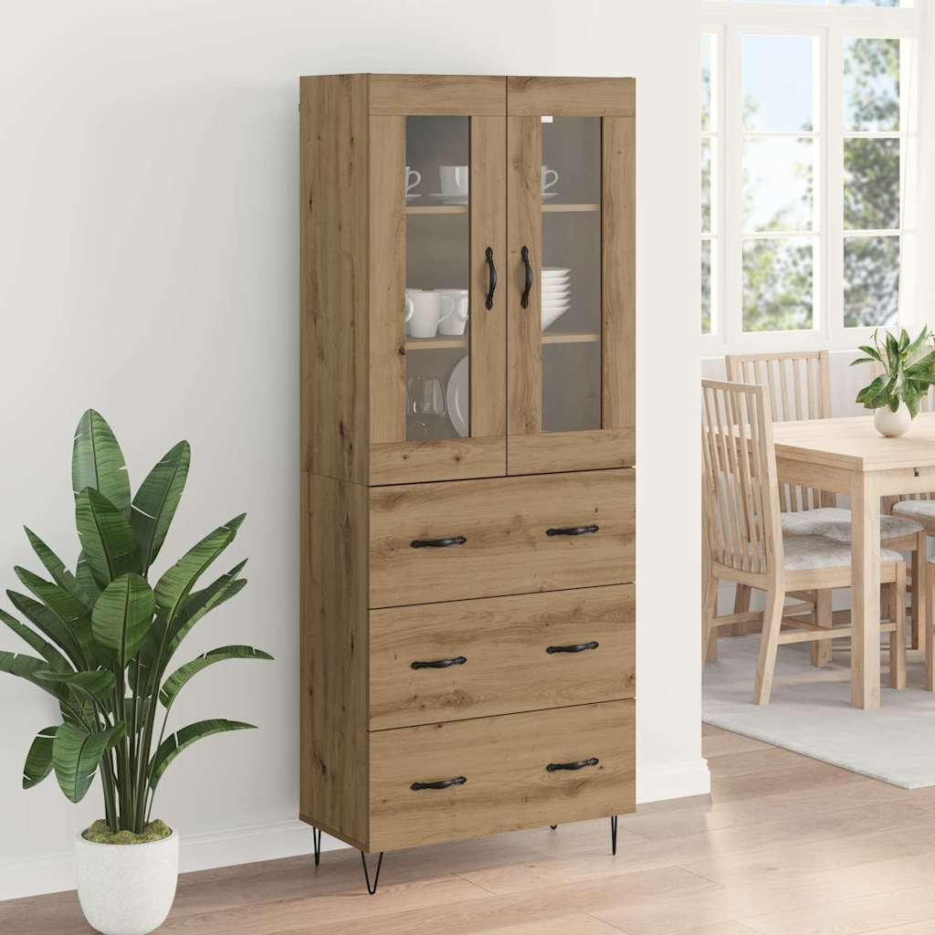 Vysoký Bufet Artisanový Dub 69,5 X 34 X 90 Cm Kompozitní Dřevo