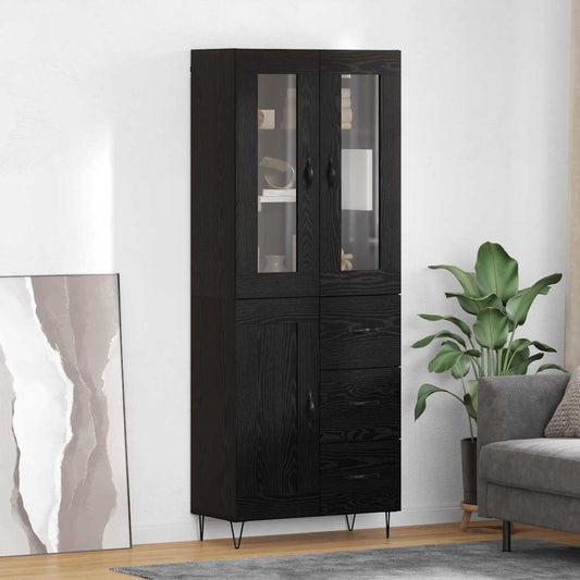 Vysoký Bufet Černý Dub 69,5 X 34 X 90 Cm Kompozitní Dřevo