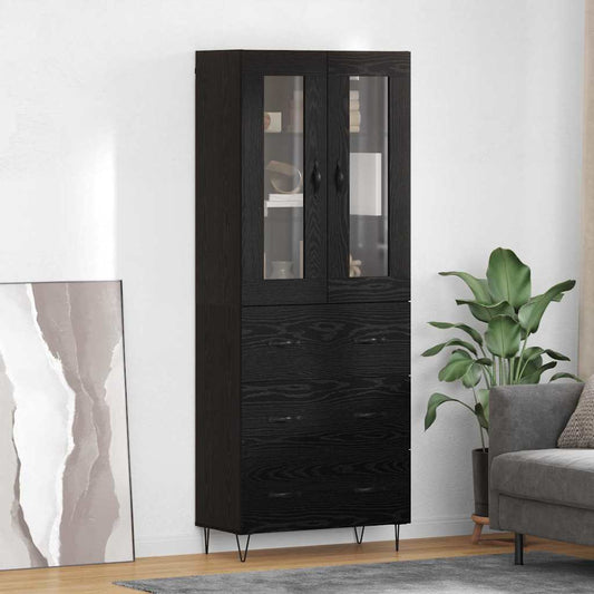 Vysoký Bufet Černý Dub 69,5 X 34 X 90 Cm Kompozitní Dřevo