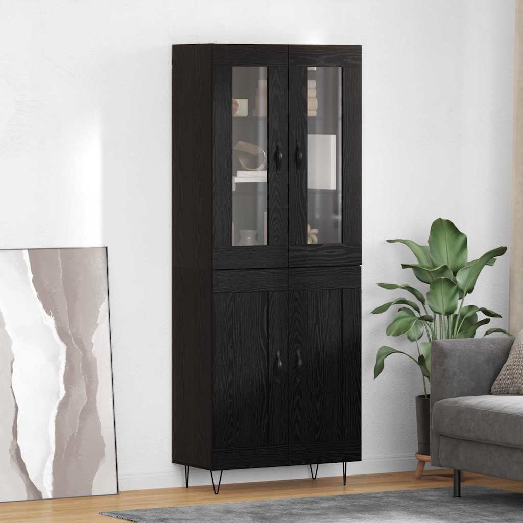 Vysoký Bufet Černý Dub 69,5 X 34 X 90 Cm Kompozitní Dřevo