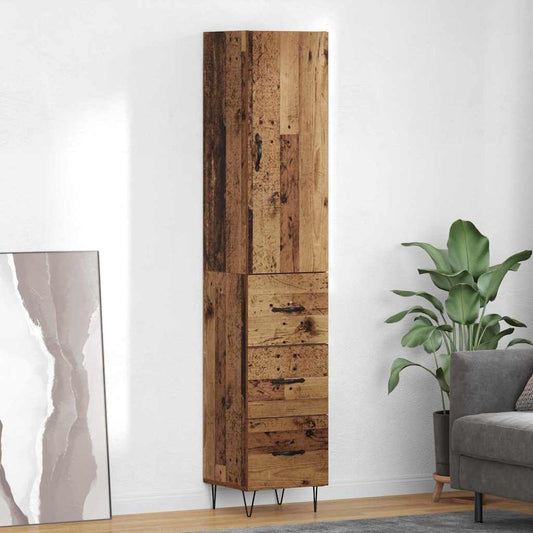 Vysoký Bufet Staré Dřevo 34,5 X 34 X 90 Cm Kompozitní Dřevo