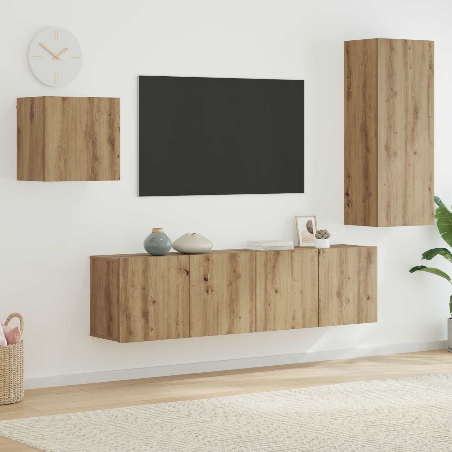 Televizní Skříň 4 Ks Artisanový Dub Kompozitní Dřevo