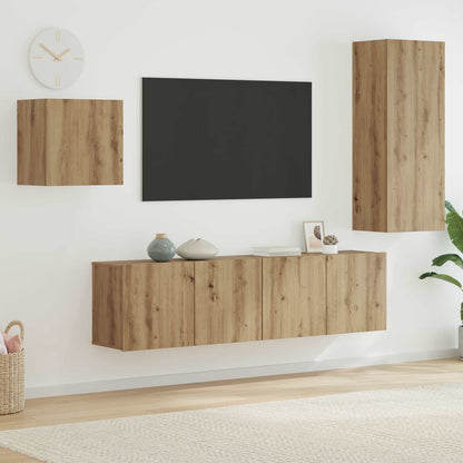 Televizní Skříň 4 Ks Artisanový Dub Kompozitní Dřevo