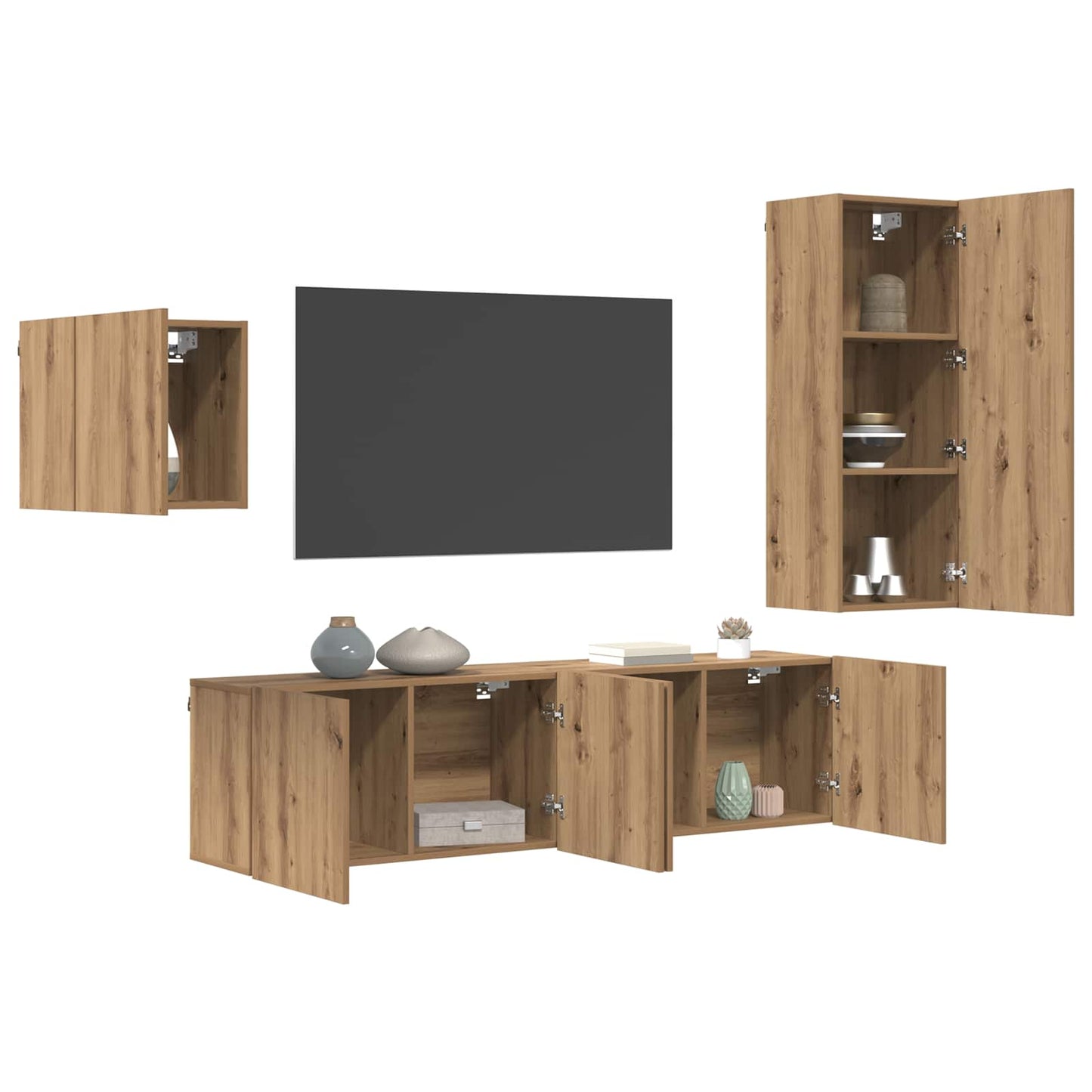 Televizní Skříň 4 Ks Artisanový Dub Kompozitní Dřevo