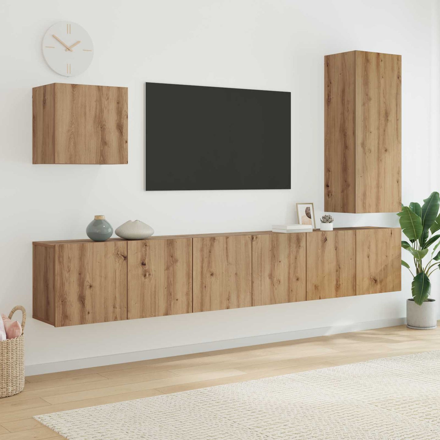 Nástěnná Skříňka Na Tv 5 Ks Artisanový Dub Kompozitní Dřevo