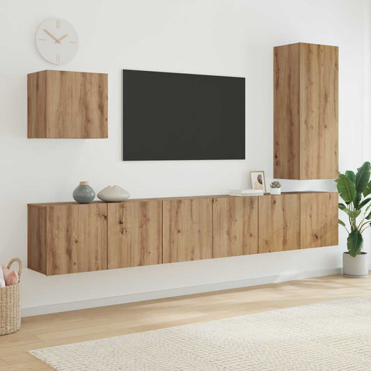 Nástěnná Skříňka Na Tv 5 Ks Artisanový Dub Kompozitní Dřevo
