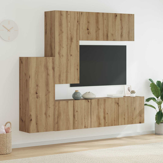 Nástěnná Skříňka Na Tv 5 Ks Artisanový Dub Kompozitní Dřevo