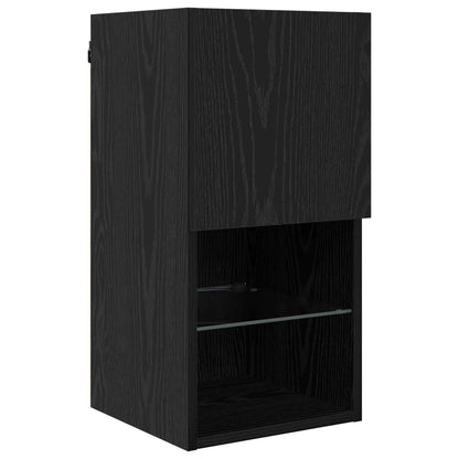 Tv Nástěnné Jednotky S Led 6 Ks Černý Dub Kompozitní Dřevo