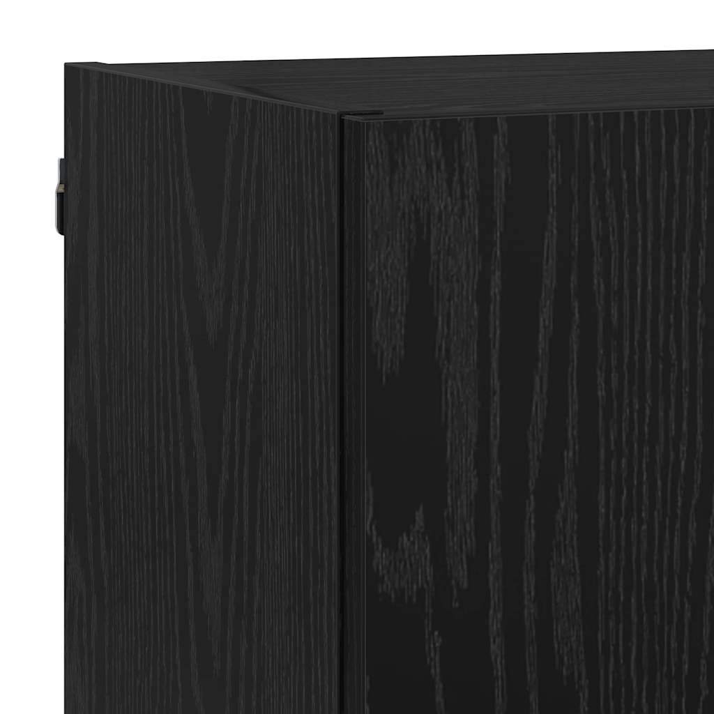 Tv Nástěnné Jednotky S Led 5 Ks Černý Dub Kompozitní Dřevo