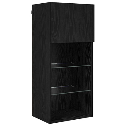 Tv Nástěnné Jednotky S Led 5 Ks Černý Dub Kompozitní Dřevo