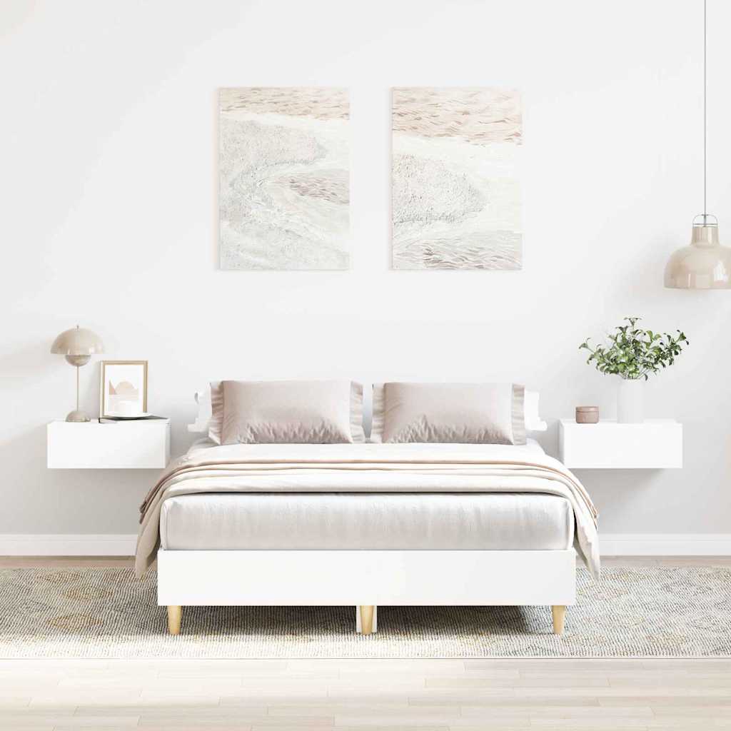 Rám Postele Bílá 137 X 190 Cm Kompozitní Dřevo