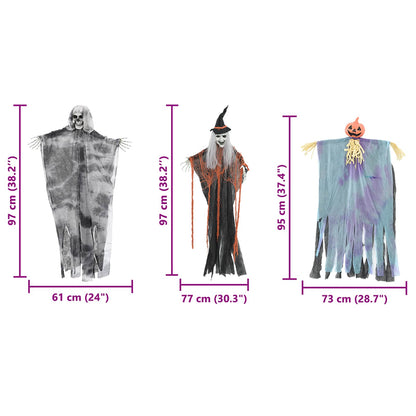 Halloweenský Visící Duch 3 Ks Vícebarevný 61 X 97 Cm Polyester