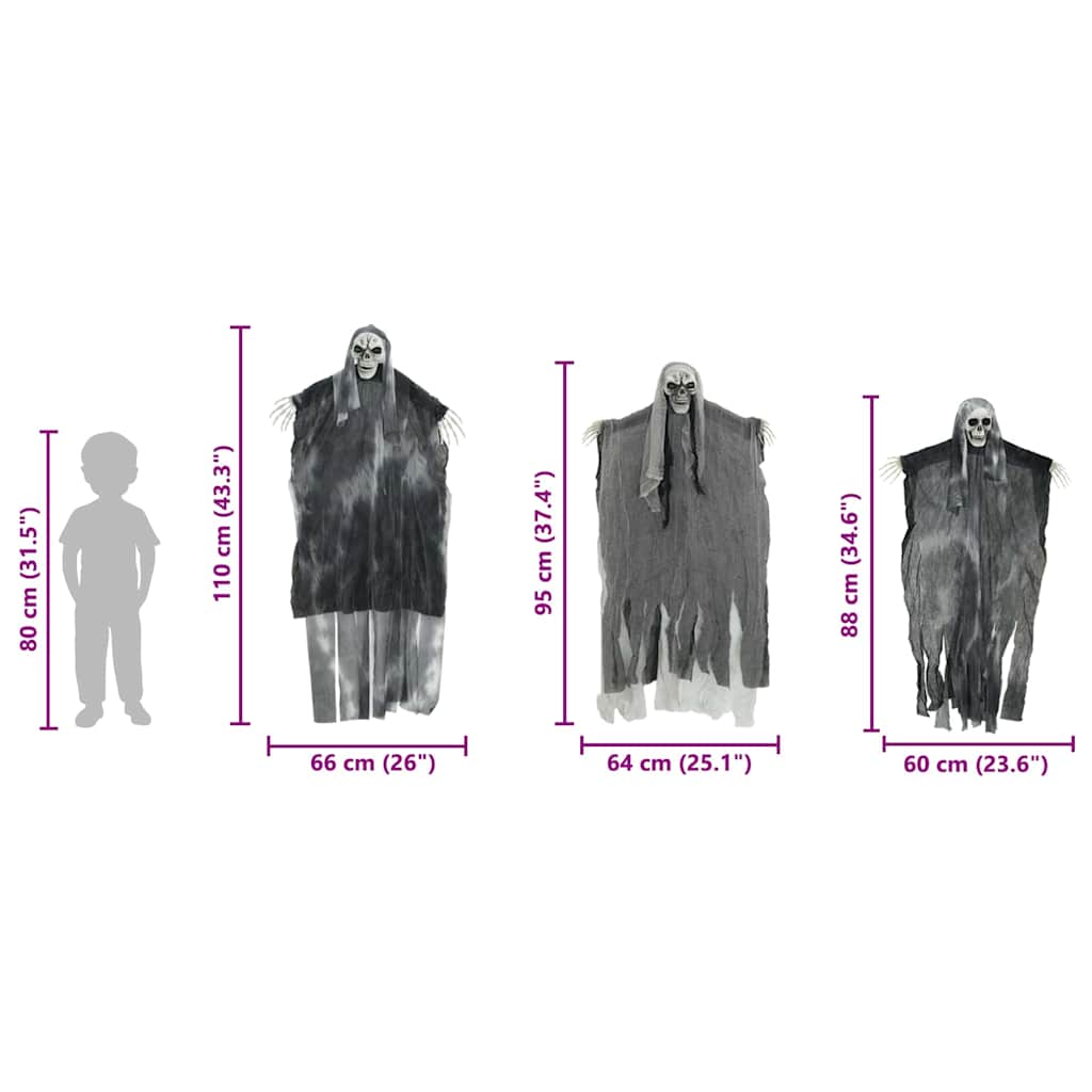 Halloweenský Visící Duch 3 Ks Černá 66 X 110 Cm Polyester
