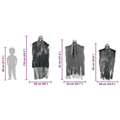 Halloweenský Visící Duch 3 Ks Černá 66 X 110 Cm Polyester