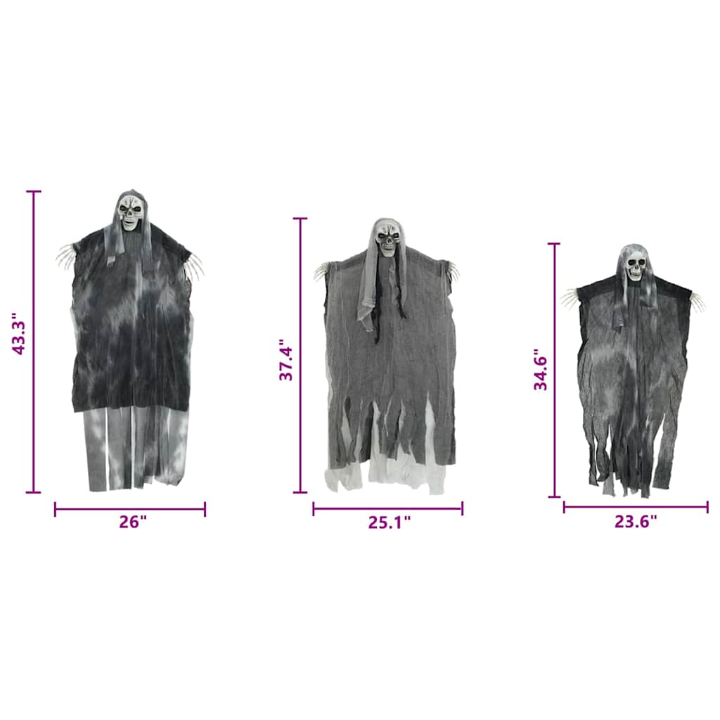 Halloweenský Visící Duch 3 Ks Černá 66 X 110 Cm Polyester