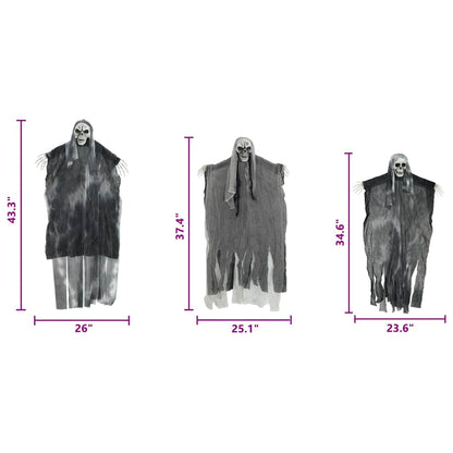 Halloweenský Visící Duch 3 Ks Černá 66 X 110 Cm Polyester
