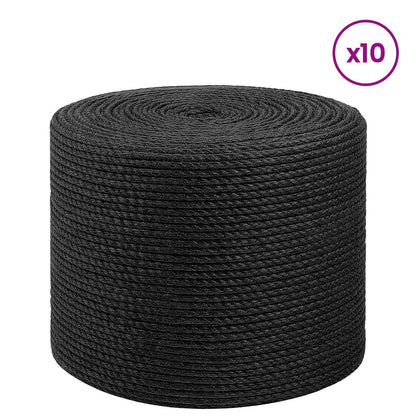 Jutové Lano 10 Ks 2 Mm Černá 100% Jute Tossa