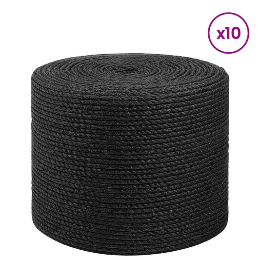 Jutové Lano 10 Ks 2 Mm Černá 100% Jute Tossa