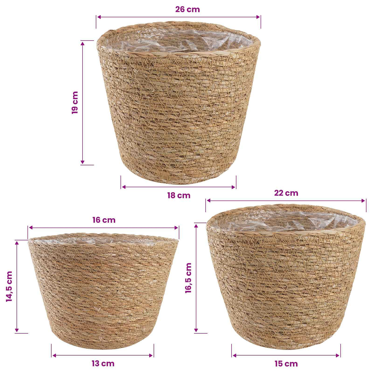 3 Ks Ø26 X 19 Cm 100% Mořská Tráva