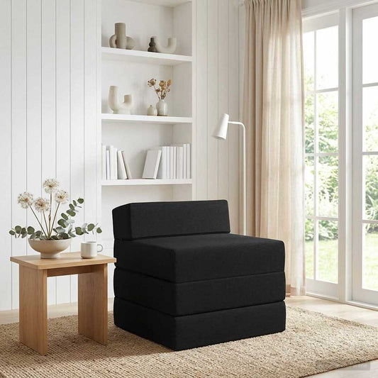 Skládací Pohovka Postel Černá 200 X 70 X 15 Cm Textil