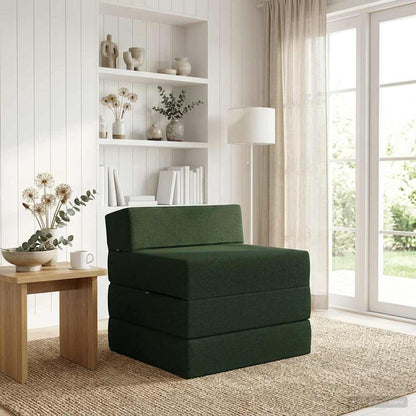 Skládací Pohovka Postel Tmavě Zelená 200 X 70 X 15 Cm Textil