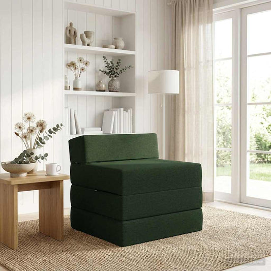 Skládací Pohovka Postel Tmavě Zelená 200 X 70 X 15 Cm Textil