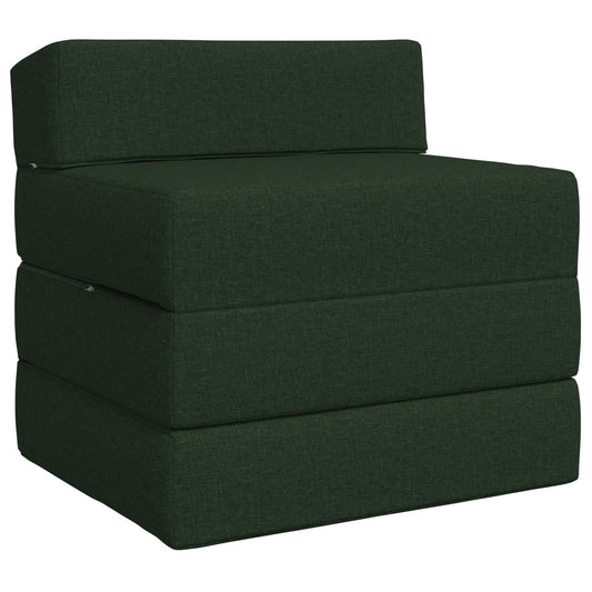 Skládací Pohovka Postel Tmavě Zelená 200 X 70 X 15 Cm Textil