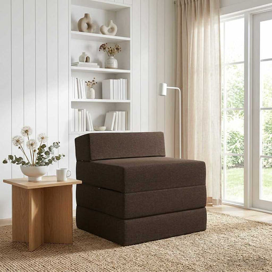 Skládací Pohovka Postel Taupe 200 X 70 X 15 Cm Textil