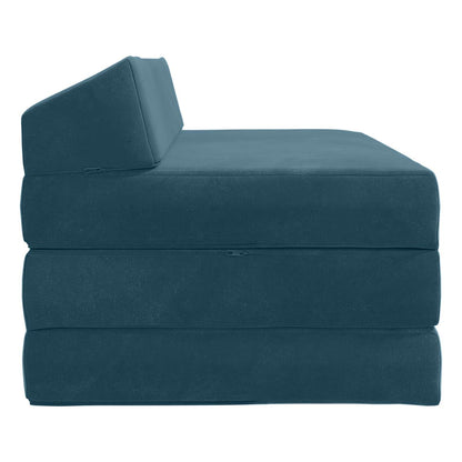 Skládací Pohovka Postel Modrá 120 X 60 X 49 Cm Textil