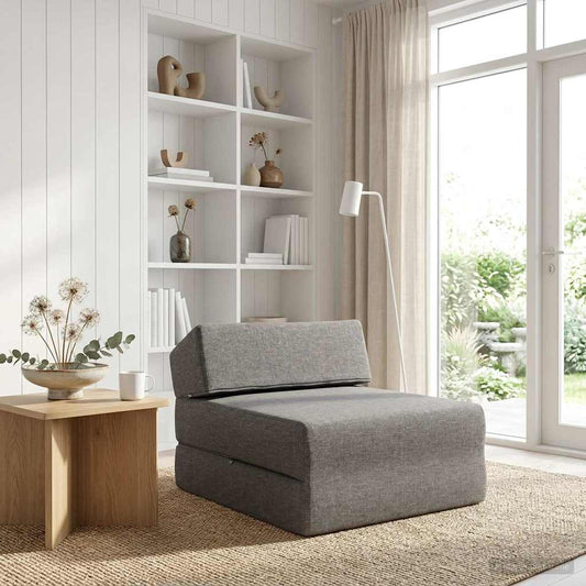 Skládací Pohovka Postel Světle Šedá 60 X 70 X 41 Cm Textil
